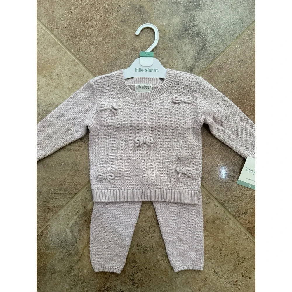 Baby Girls' Little Plant By Carter's Pink Bow Sweater Set Size 9 Months NWT